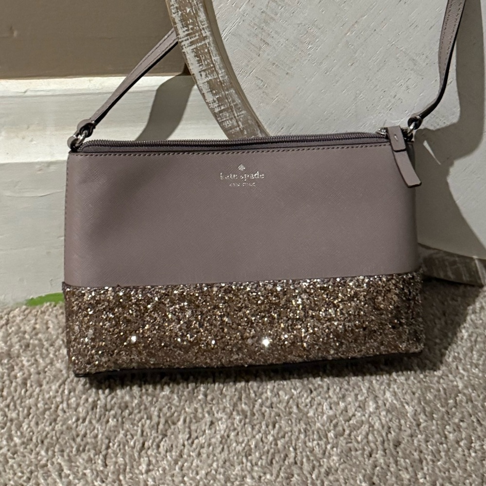 Kate Spade Taupe and Glitter Crossbody Bag